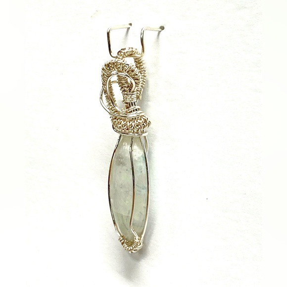HANDMADE Moonstone Hand Wrapped Silver Plated Statement Pendant, Artisan Jewelry - Picture 4 of 10